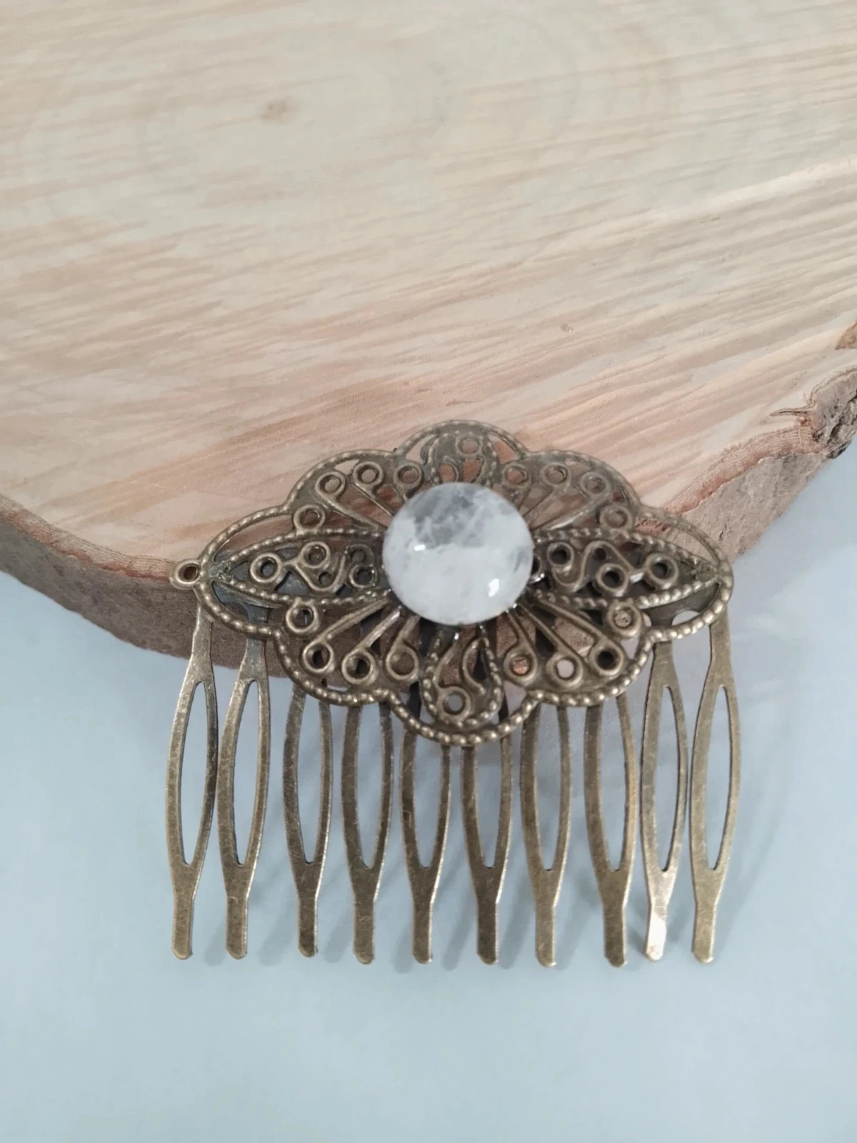 Broche peine de piedra de cristal de roca natural – photo 2